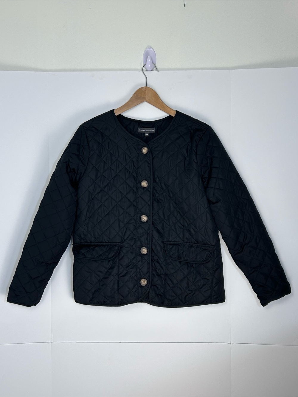 Classic Editions Black Quilted Button Jacket M